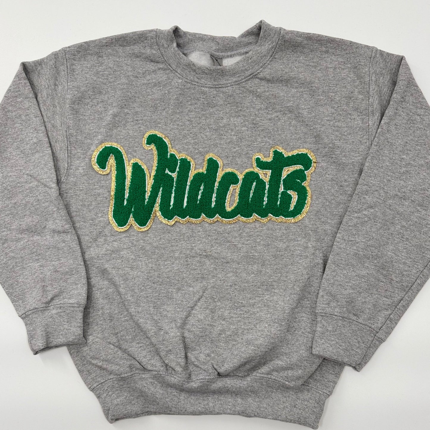 Wildcats Glitter Chenille Youth Crewneck