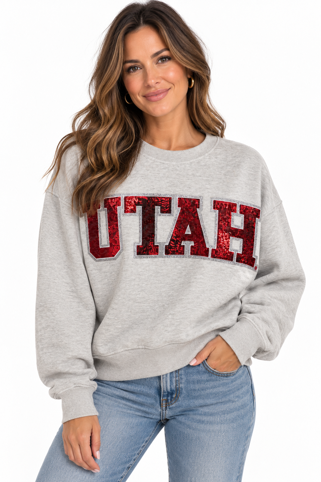 Utah Utes Sequin Slouchy Crewneck