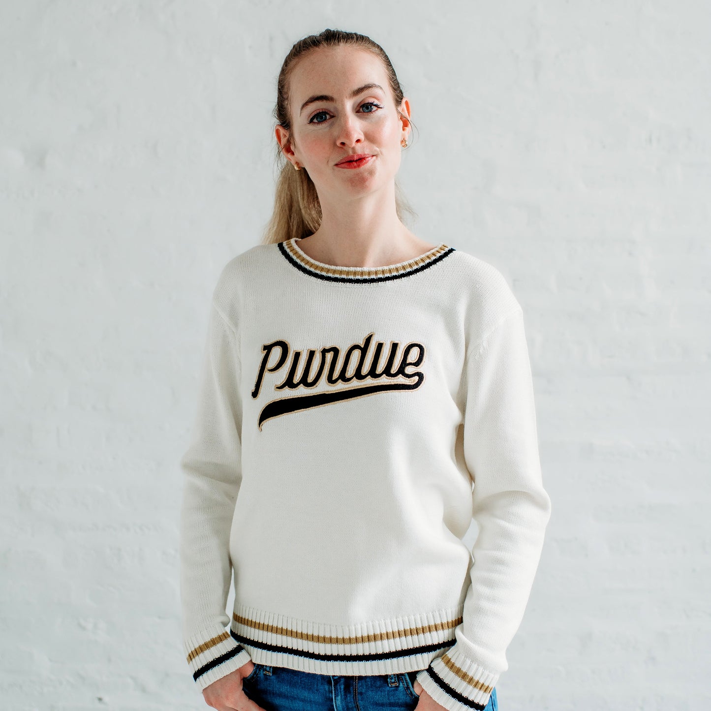 Purdue Knit Sweater. Purdue gameday apparel