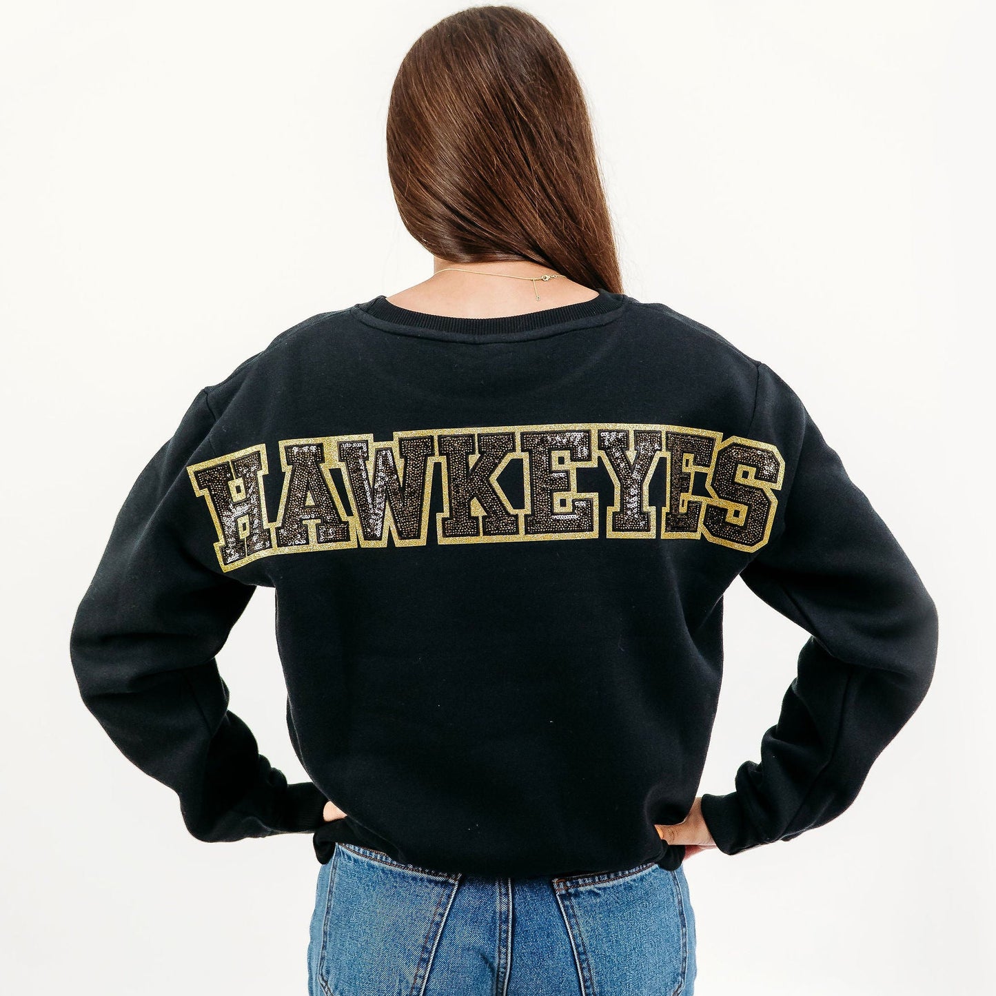 Iowa Hawkeyes Logo Sequin Patch Crewneck