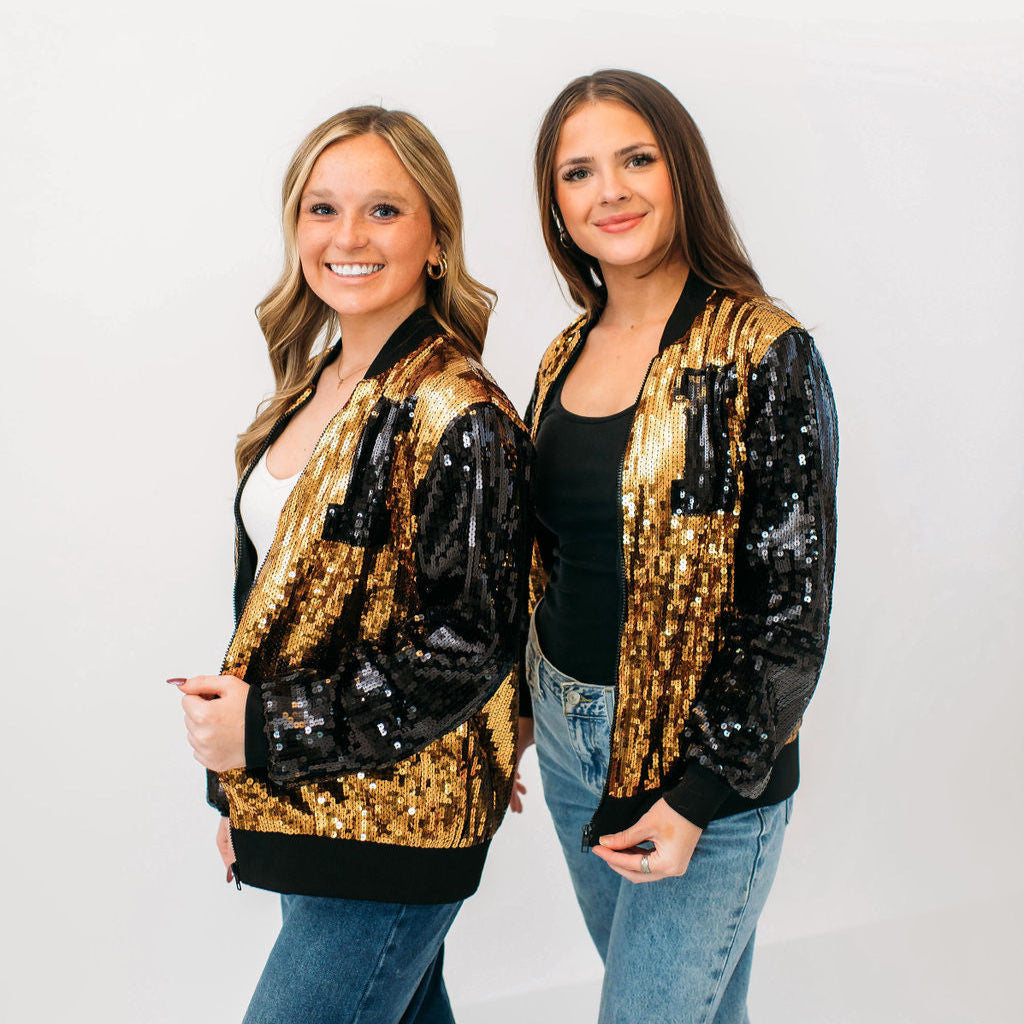 Iowa Game Day Outfit. Iowa Hawkeyes Sequin Jacket.