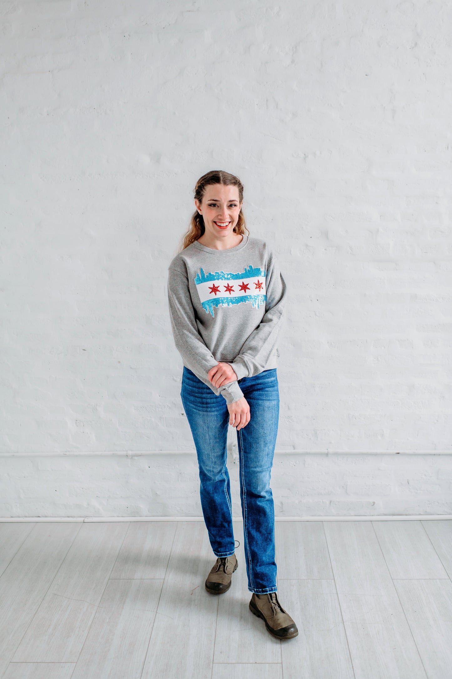 Chicago Flag Sequin Crewneck
