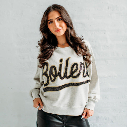 Purdue Slouchy Drop Shoulder Crewneck. Purdue Game Day Apparel.  
