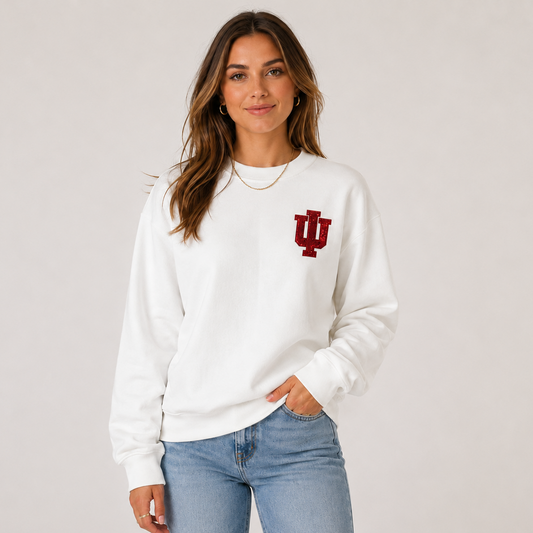 Indiana Logo Sequin Patch Crewneck