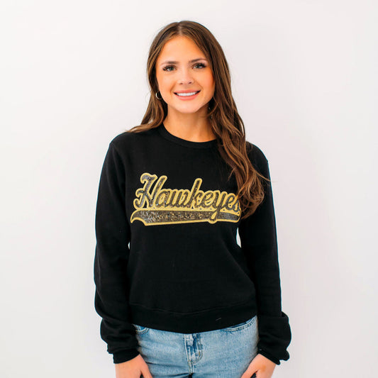 Iowa Hawkeyes Sequin Women's Crewneck