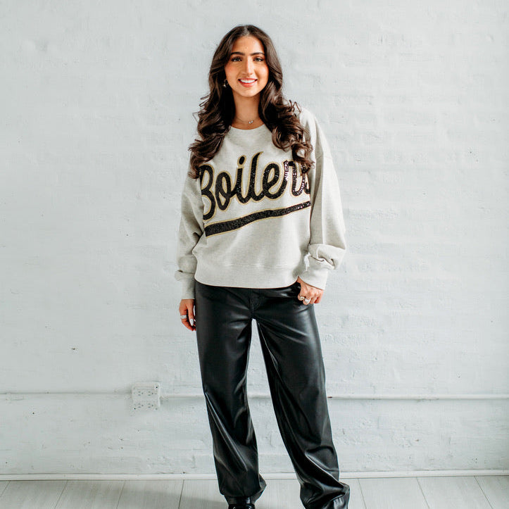 Purdue Slouchy Drop Shoulder Crewneck. Purdue Game Day Apparel.  