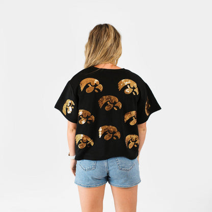 Iowa Hawkeyes Tigerhawk Full Coverage Sequin Tee