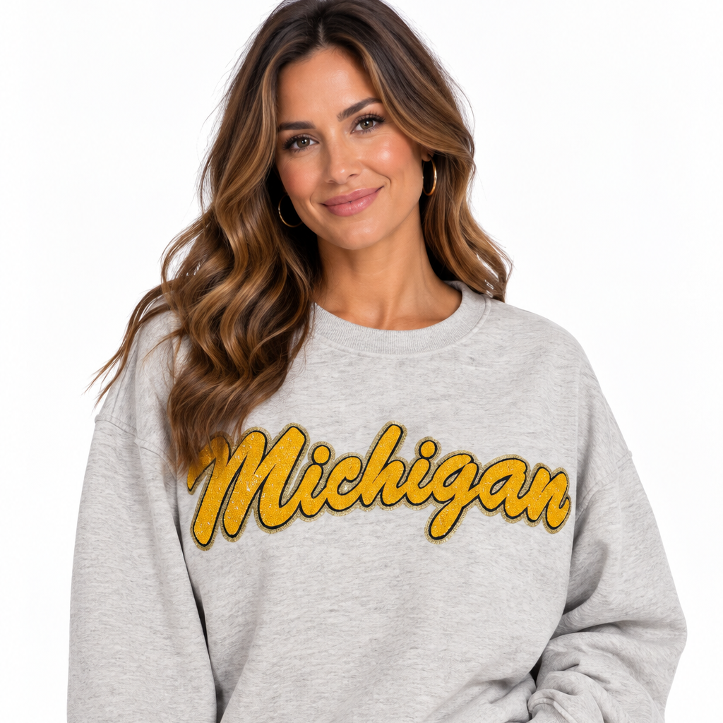 University of Michigan Sequin Slouchy Crewneck