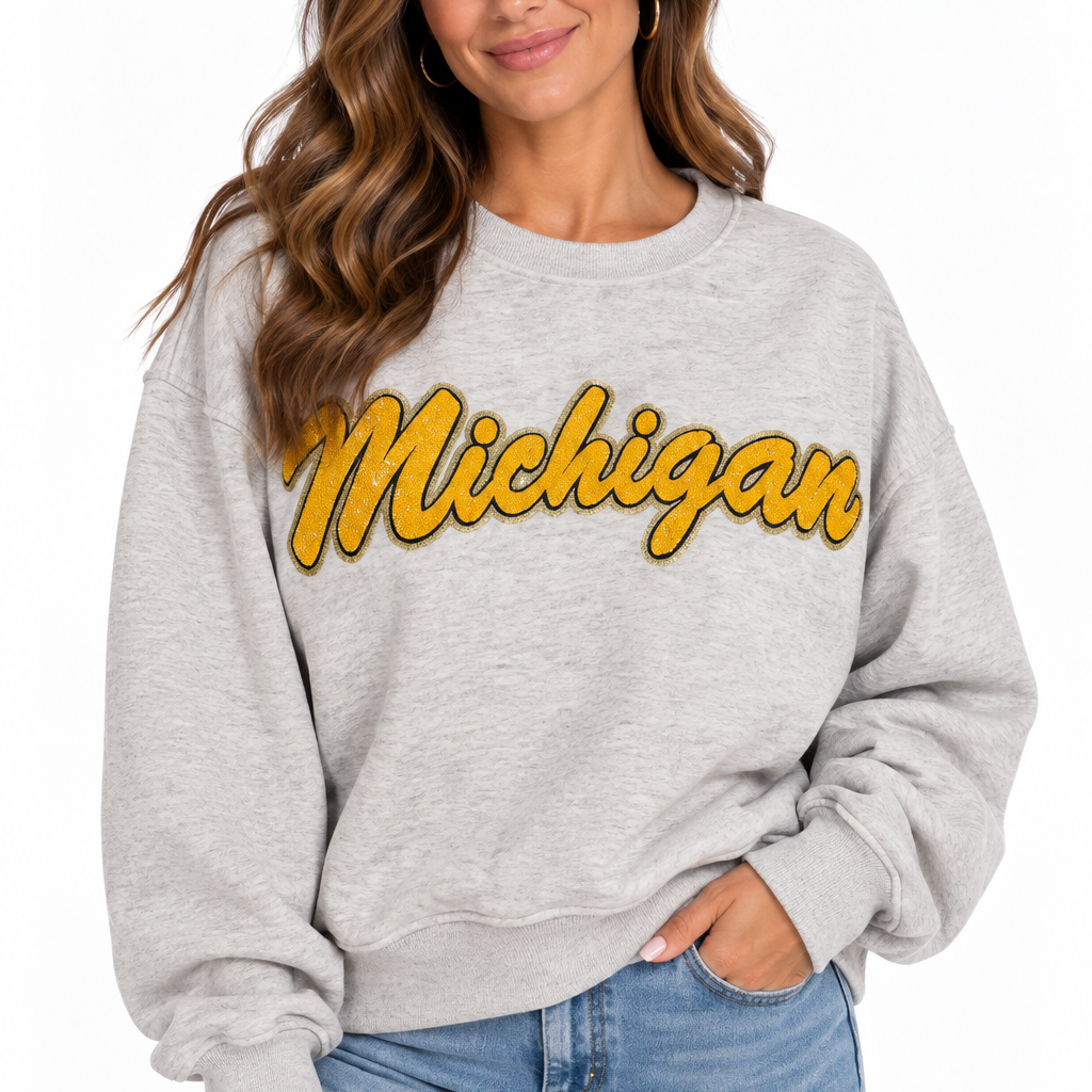 University of Michigan Sequin Slouchy Crewneck