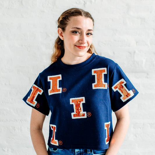 Illinois Sequin Tee. Illinois Game Day Apparel
