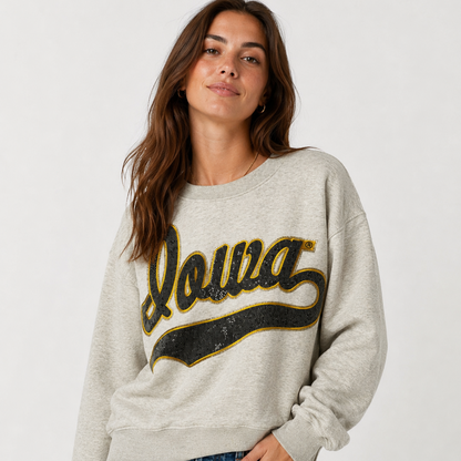 Iowa Hawkeyes Athletic Slouchy Drop Shoulder Crewneck