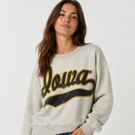 Iowa Hawkeyes Athletic Slouchy Drop Shoulder Crewneck