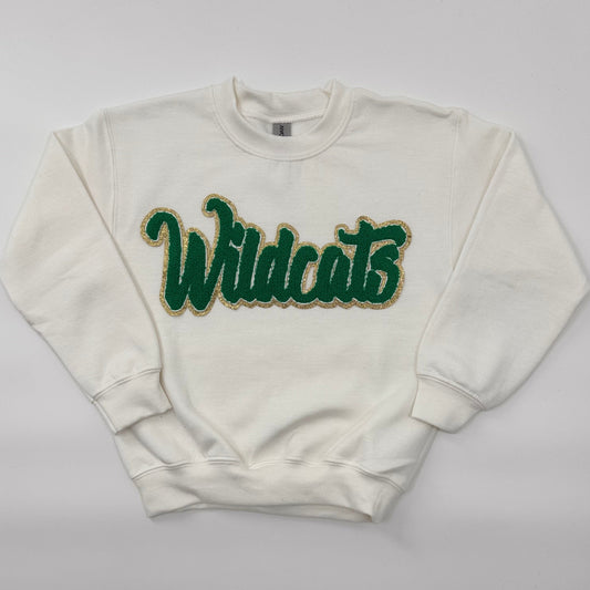 Wildcats Glitter Chenille Youth Crewneck