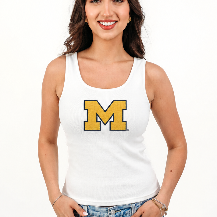 University of Michigan Sequin Ribbed Tank
