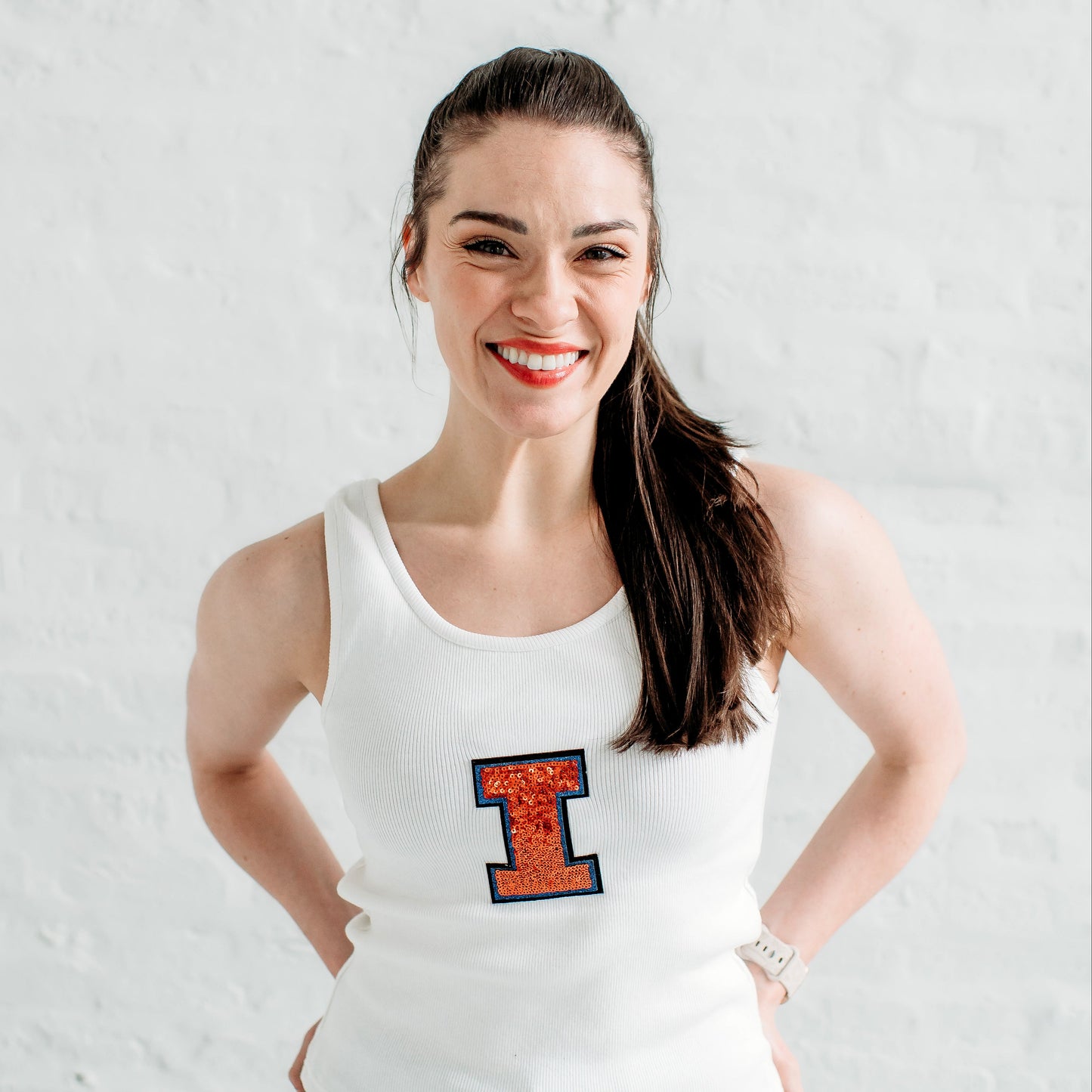 Illinois Sequin Ribbed Tank. Illinois Game Day Apparel