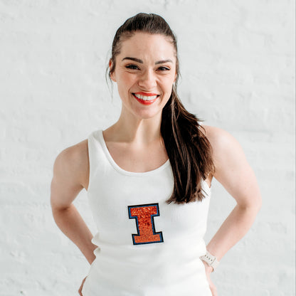 Illinois Sequin Ribbed Tank. Illinois Game Day Apparel