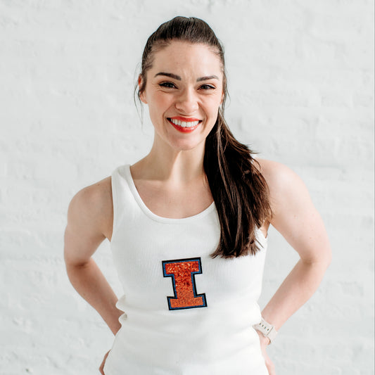 Illinois Sequin Ribbed Tank. Illinois Game Day Apparel