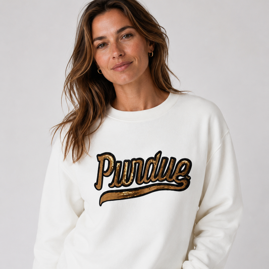 Purdue Athletic Sequin Crewneck