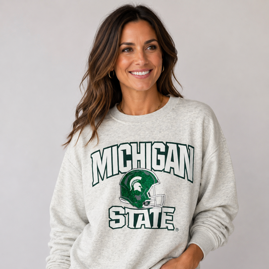 Michigan State Football Slouchy Drop Shoulder Crewneck (Pre Sale)