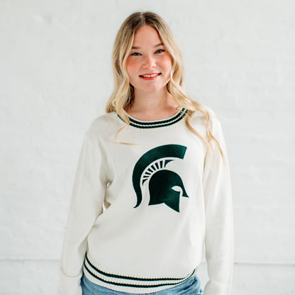 Michigan State Spartans Knit Sweater.Michigan Game Day Apparel. 