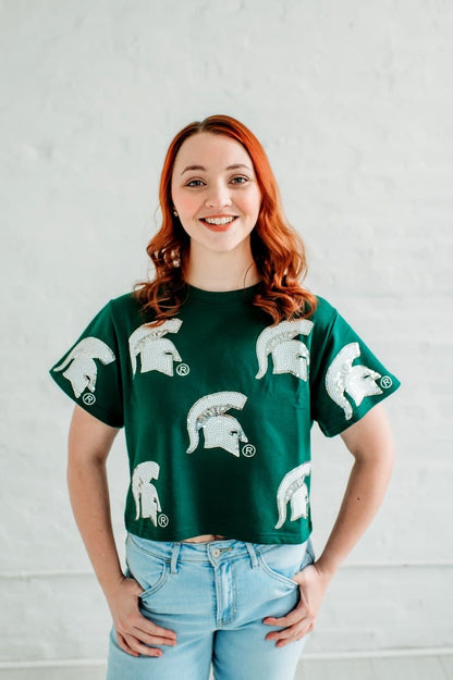 Michigan State Full Coverage Sequin Tee
