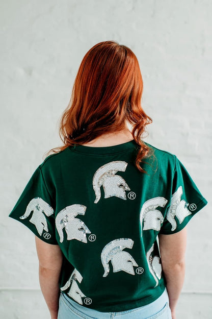 Michigan State Full Coverage Sequin Tee