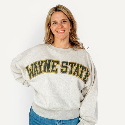 Wayne State Sequin Slouchy Crewneck