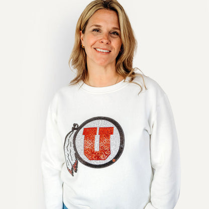 Utah Utes Logo Sequin Crewneck
