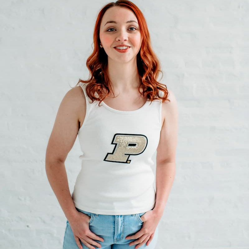 Purdue Sequin Ribbed Tank