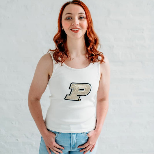 Purdue Sequin Ribbed Tank