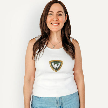 Wayne State University Sequin Ribbed Tank