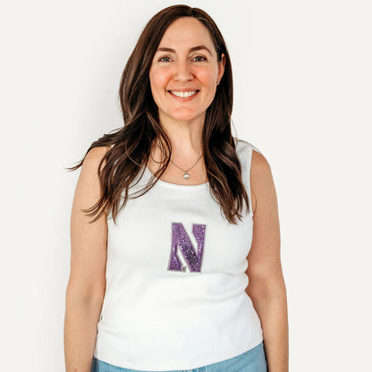 Northwestern Sequin Ribbed Tank