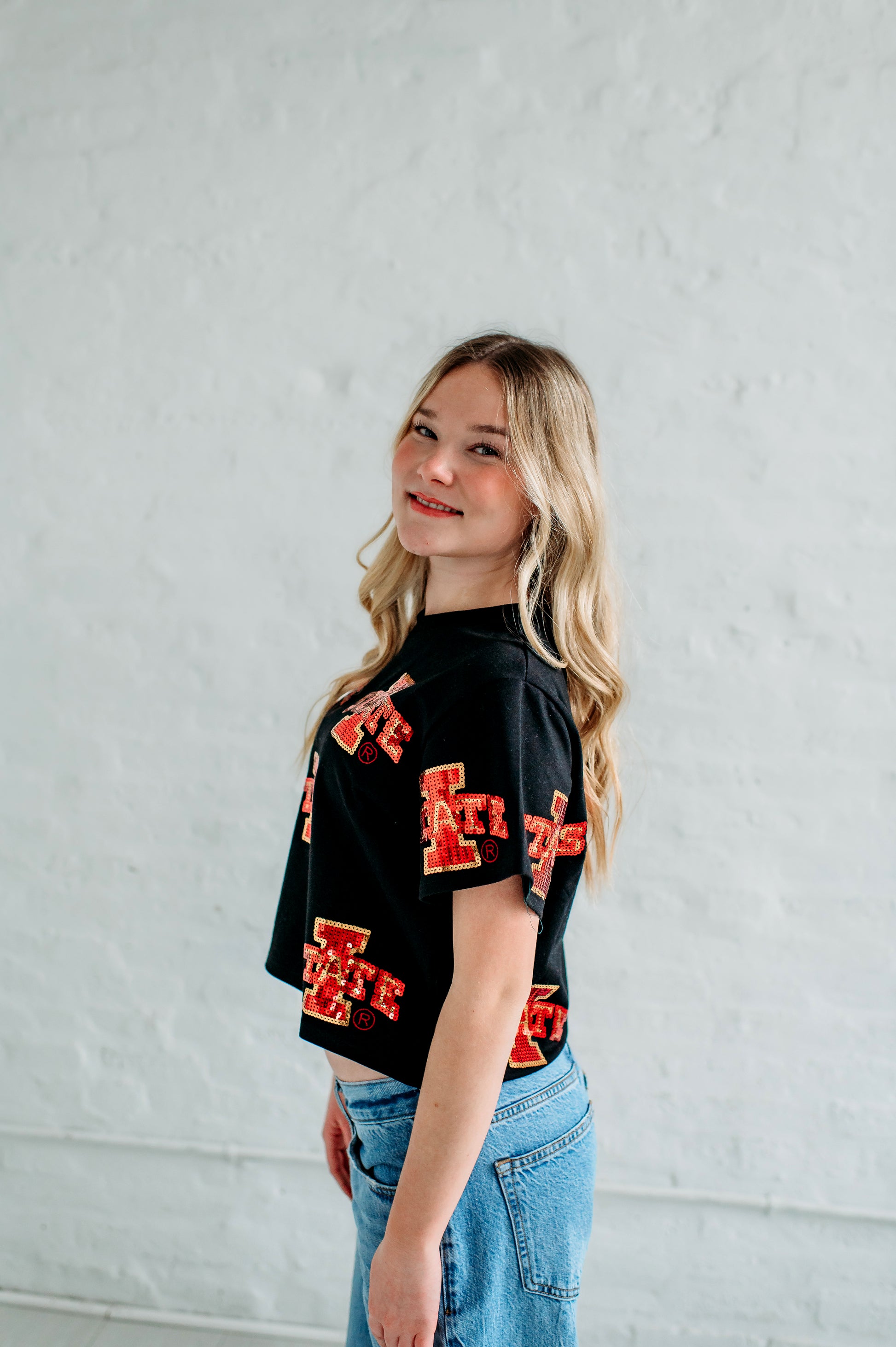 Iowa State Full Coverage Sequin Tee.  Iowa State Gameday apparel