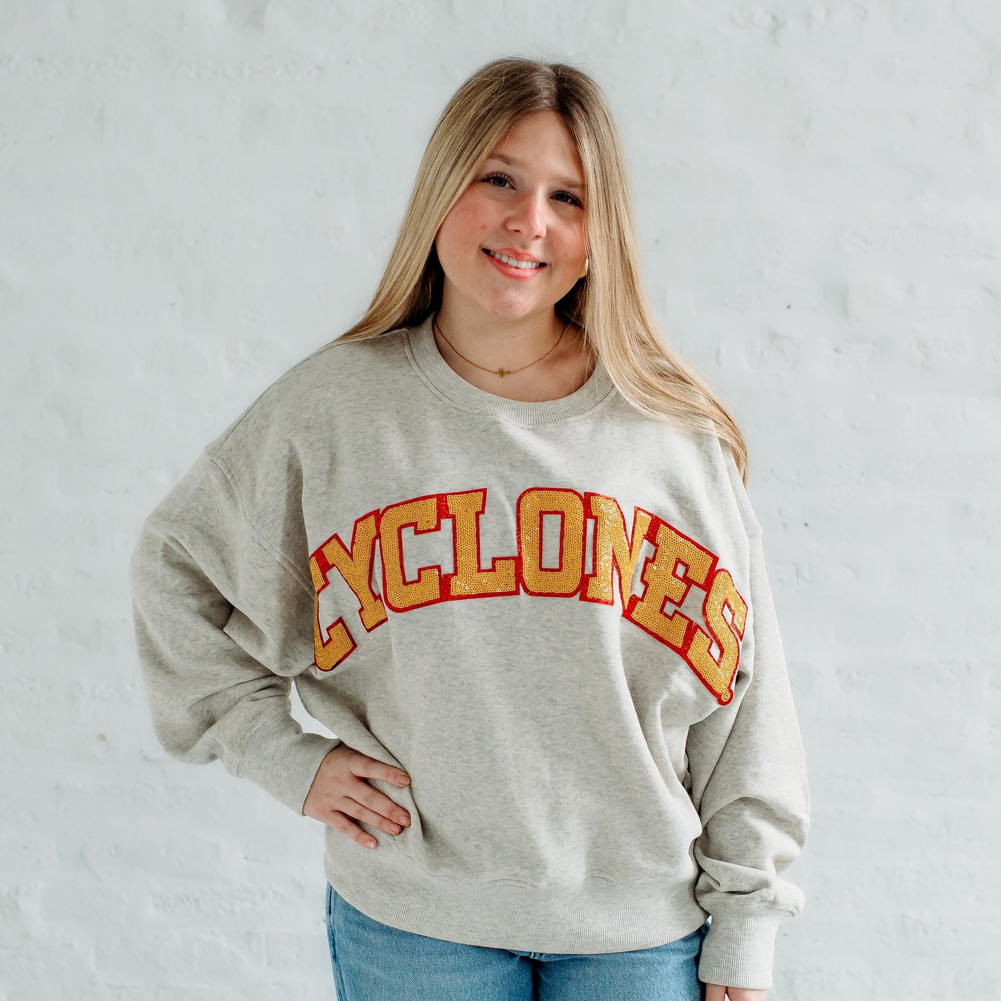 Cyclones Slouchy Drop Shoulder Crewneck.  Iowa State Gameday apparel