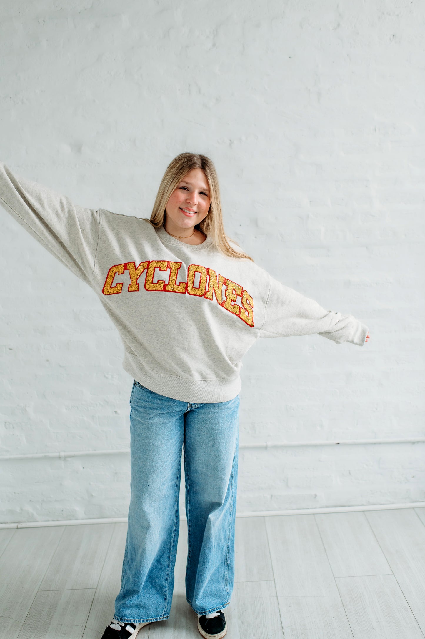 Cyclones Slouchy Drop Shoulder Crewneck.  Iowa State Gameday apparel