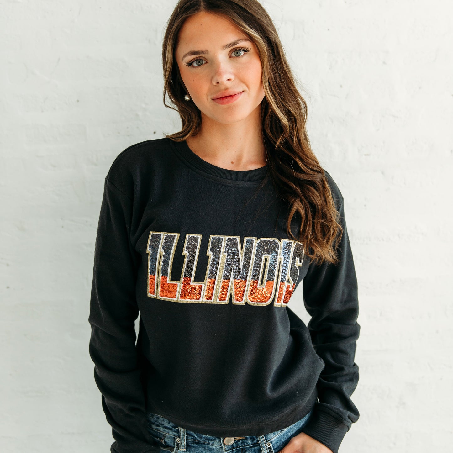 Illinois Game Day Apparel. Illinois Sequin Crewneck