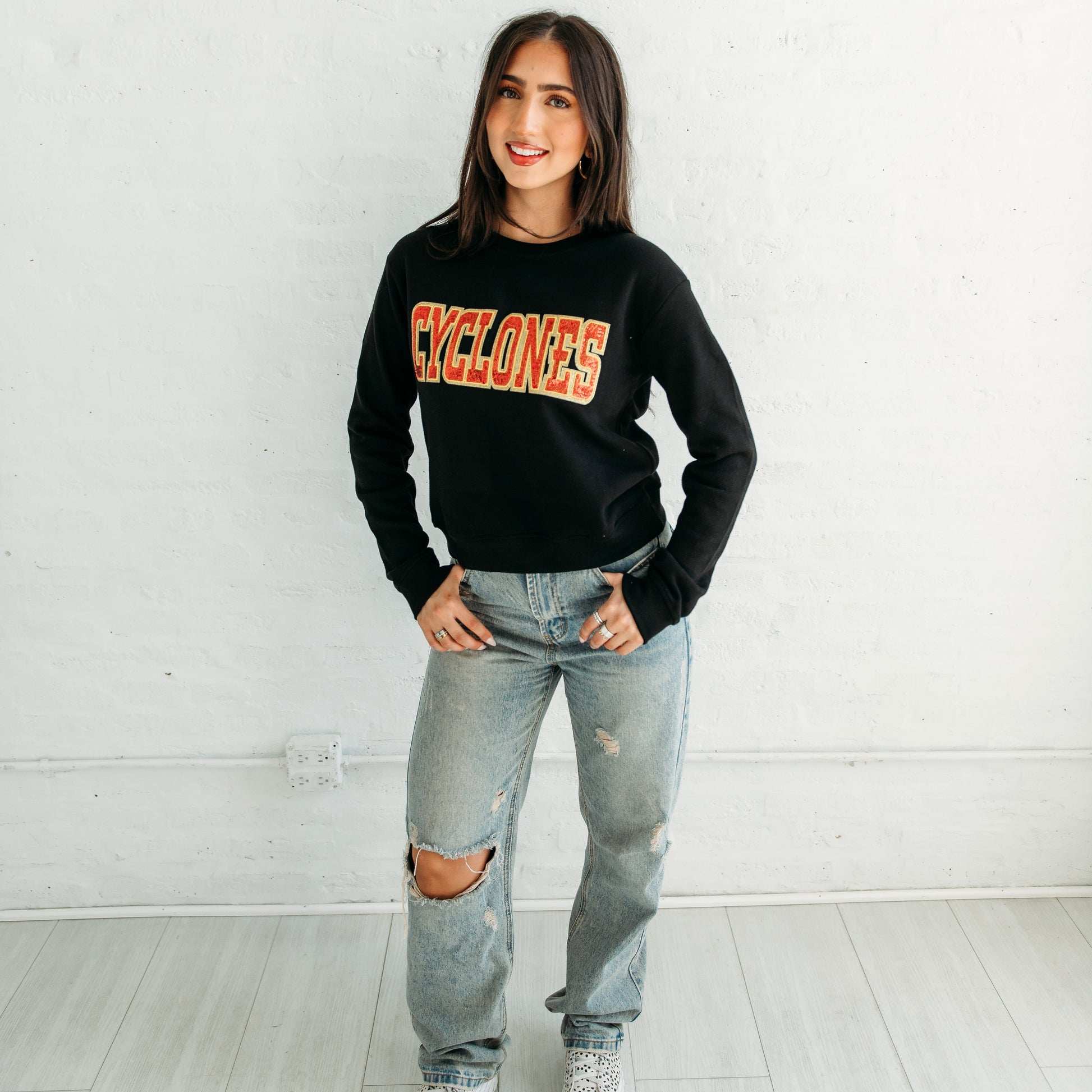 Iowa State Cyclones Sequin Crewneck.  Iowa State Gameday apparel