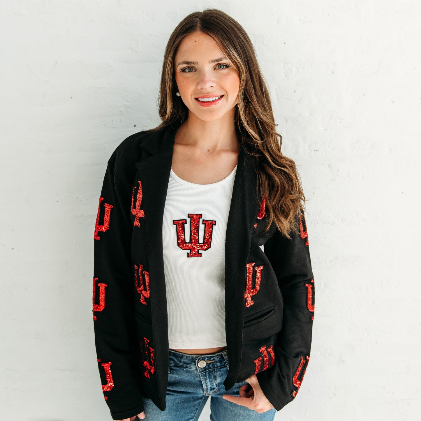 Indiana Trident Sequin Blazer.   Indiana gameday apparel