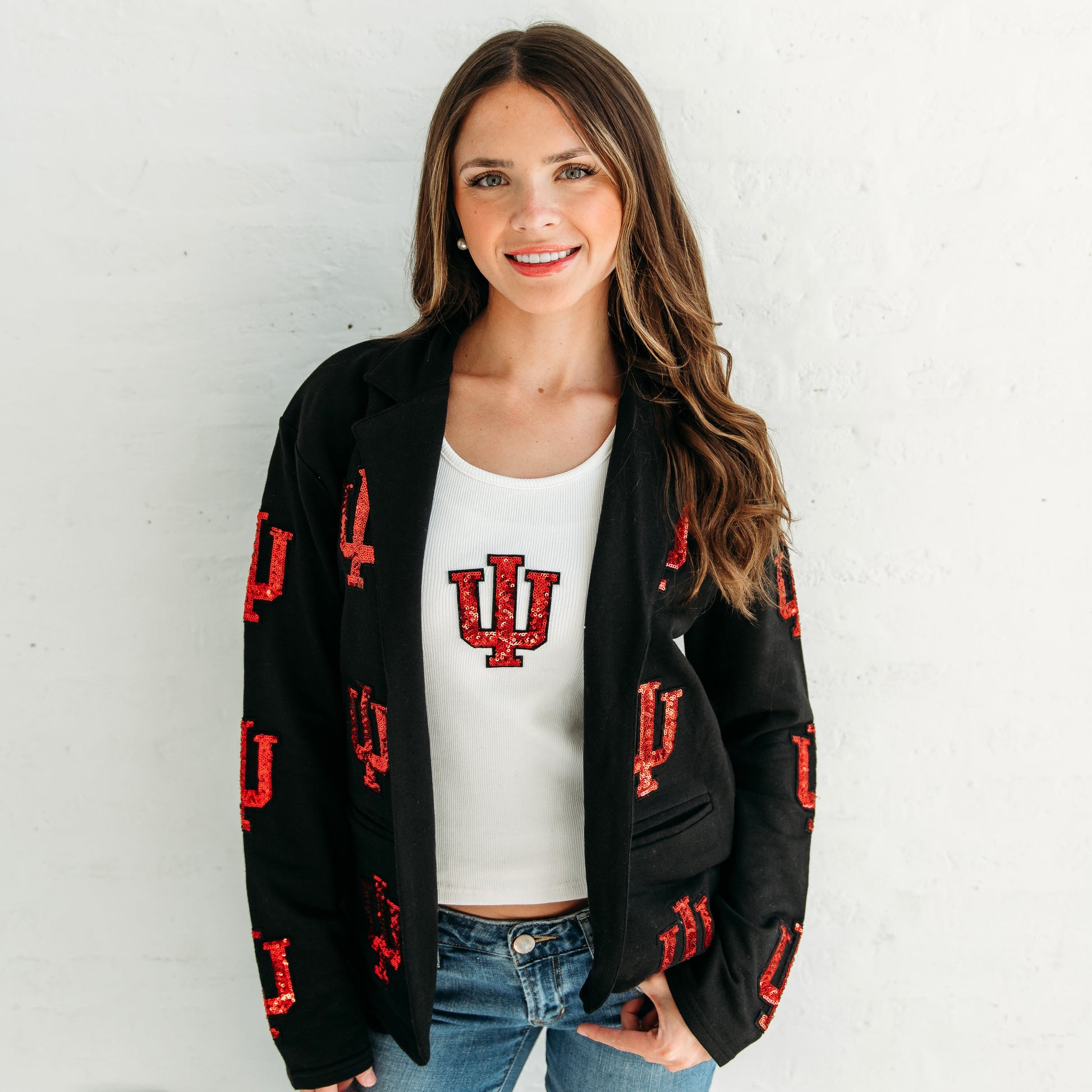 Indiana Trident Sequin Blazer.   Indiana gameday apparel