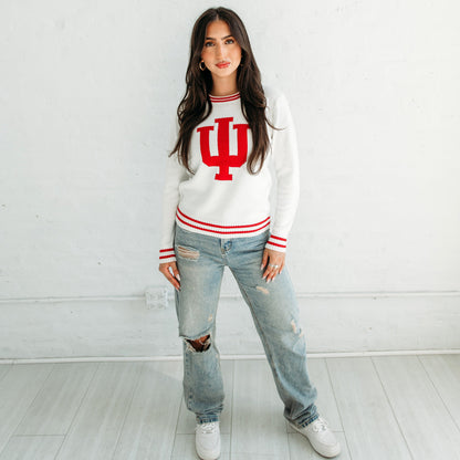 Indiana Trident Knit Sweater. Indiana gameday apparel 