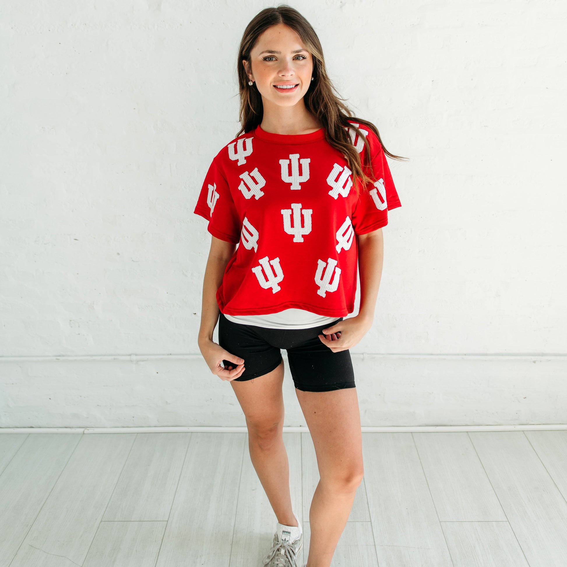 Indiana Trident Sequin Tee.    Indiana gameday apparel