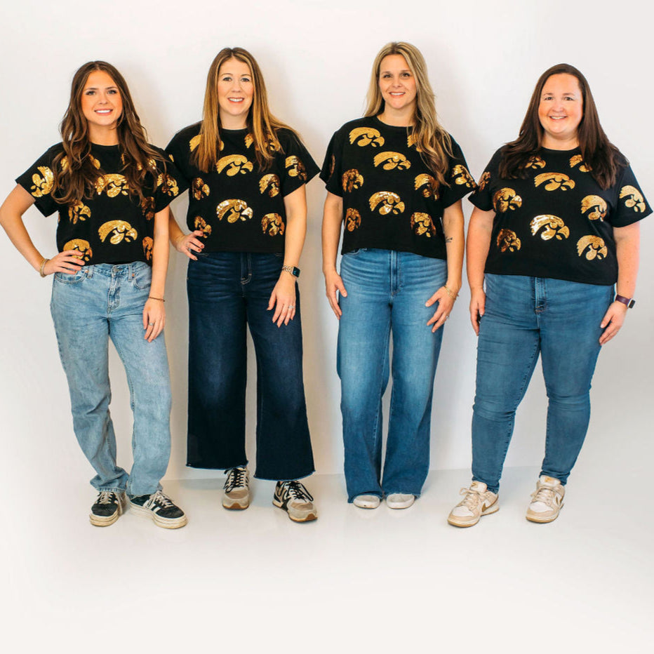 Iowa Hawkeyes Tigerhawk Full Coverage Sequin Tee