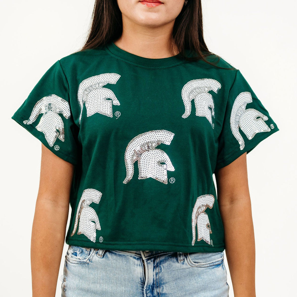 Michigan State Full Coverage Sequin Tee