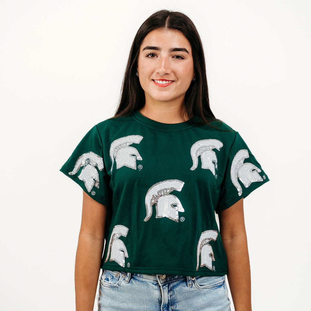 Michigan State Full Coverage Sequin Tee