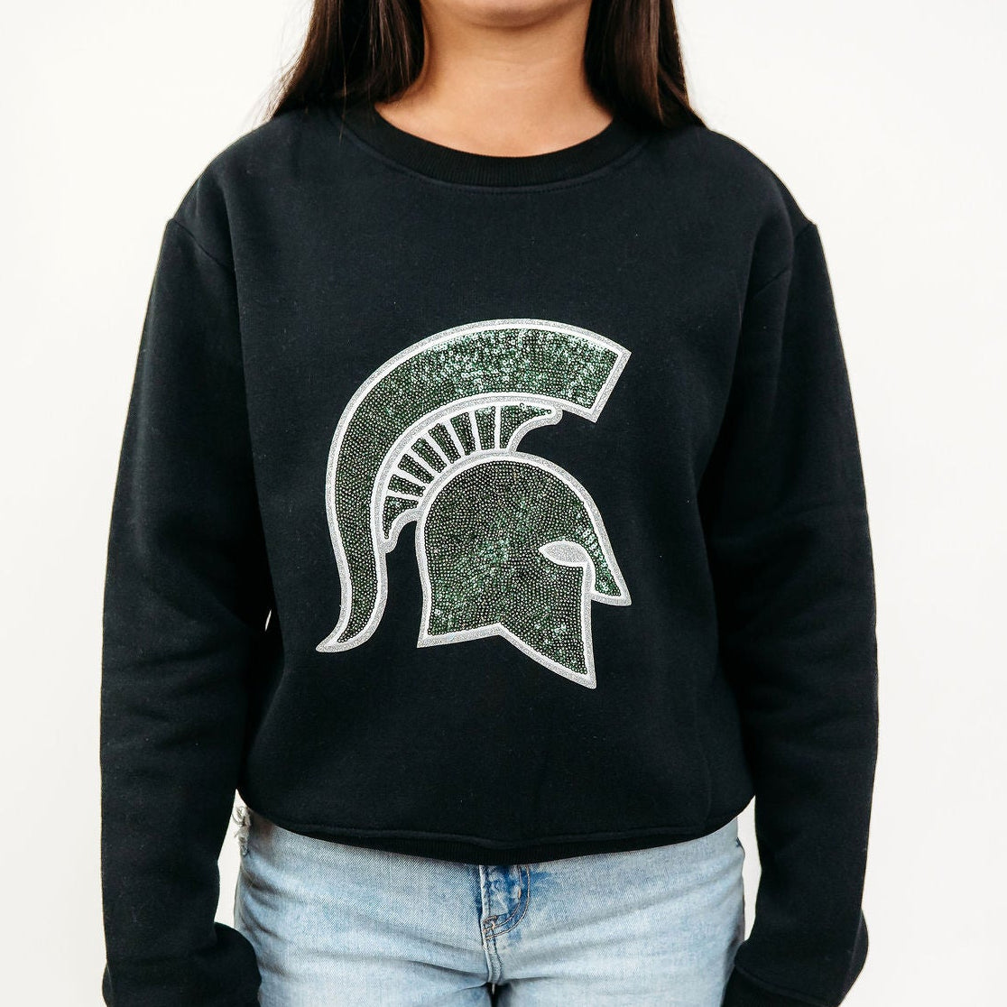 Michigan State Spartan Sequin Crewneck