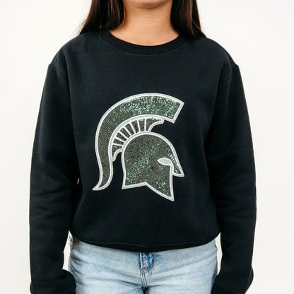 Michigan State Spartan Sequin Crewneck