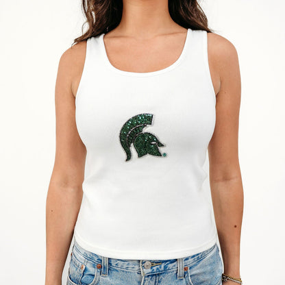 Michigan State Sequin Ribbed Tank