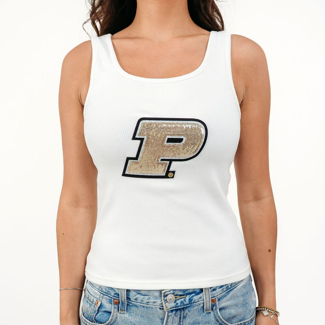 Purdue Sequin Ribbed Tank
