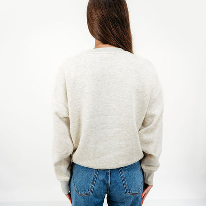 Back view of the officially licensed Illinois Fighting Illini Vintage Sequin Slouchy Drop Shoulder Crewneck.
