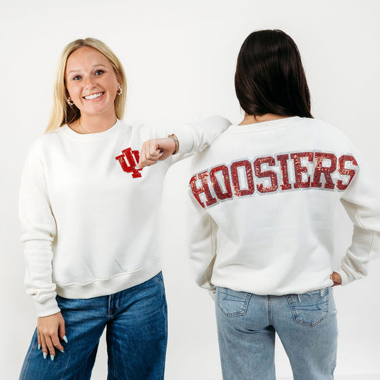 Indiana Logo Sequin Patch Crewneck